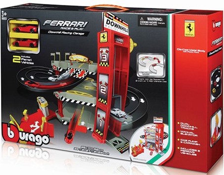 1:64 Ferrari garage downhill racing + 2 auta